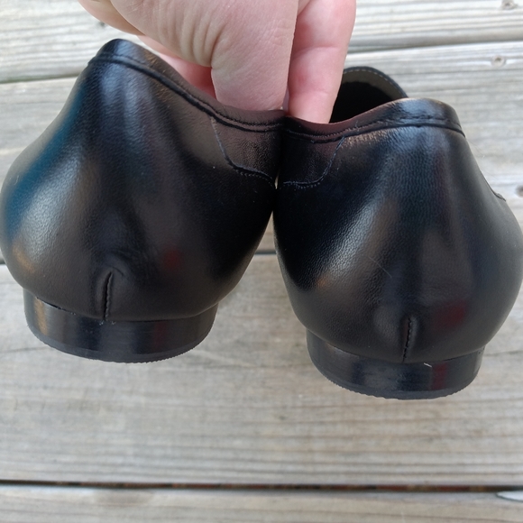 🆕Array Black Genuine Leather Tassel Loafers Women's Size 9 Wide Square Toe Flat - Picture 8 of 11